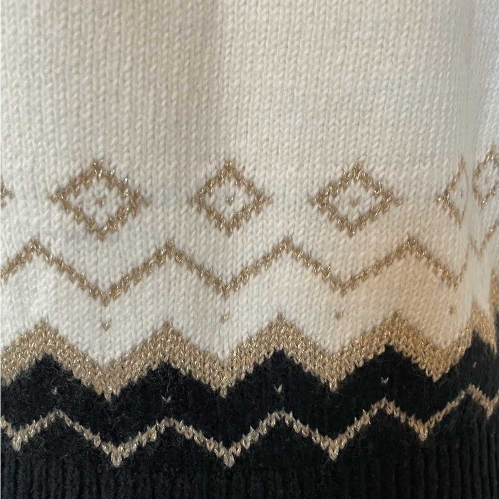Ann Taylor NWT Cream, Gold and Black Fair Isle Sweater, Size “XS” - Picture 8 of 10